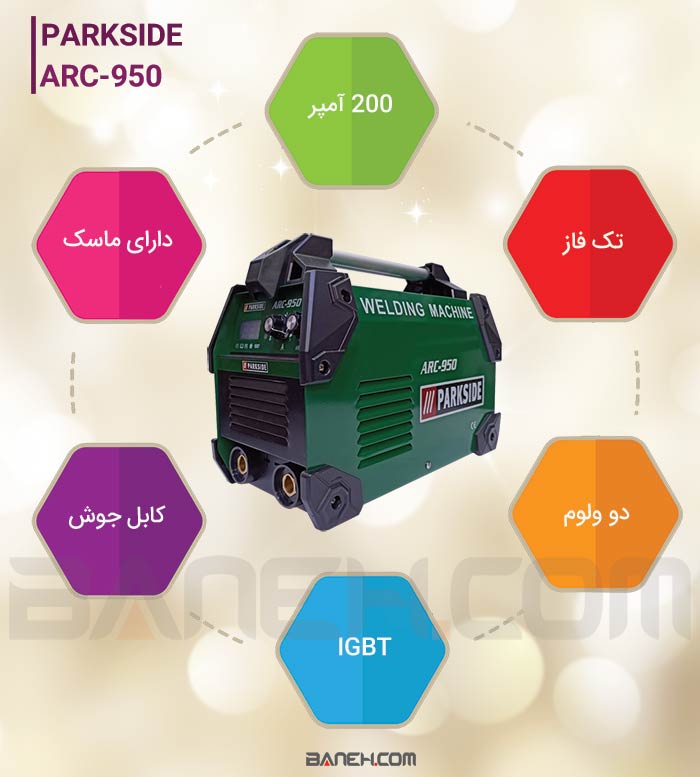 اینفوگرافی دستگاه جوشکاری پارکساید ARC-950