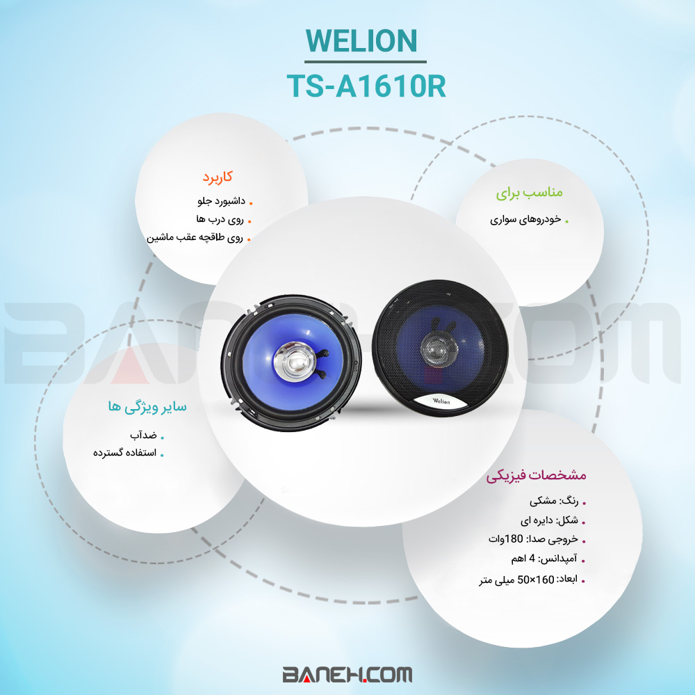 اینفوگرافی اسپیکر خودرو Welion TS-A1610R