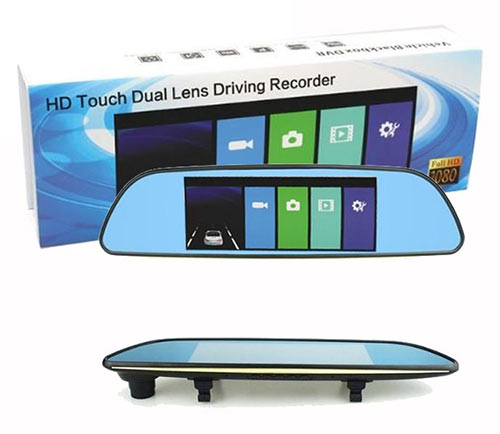 خرید دوربین خودرو آینه ای دو لنز HD TOUCH DUAL LENS DRIVING RECORDER