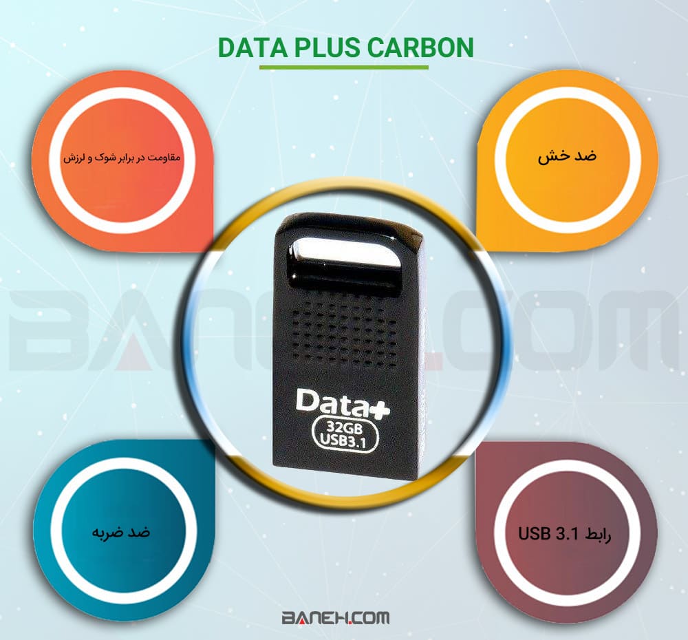 اینفوگرافی فلش مموری دیتا پلاس ظرفیت 128 گیگابایت Data Plus CARBON BLACK